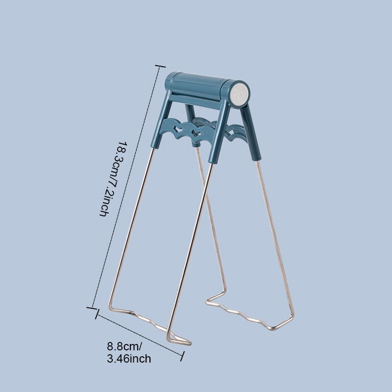 Hittebestendige Kom Houder Schotel Klem Pot Pan Grijper Clip Anti-Brandwonden Opvouwbare Kom Clip Tang Keuken Gereedschap Accessoires item: C Blue