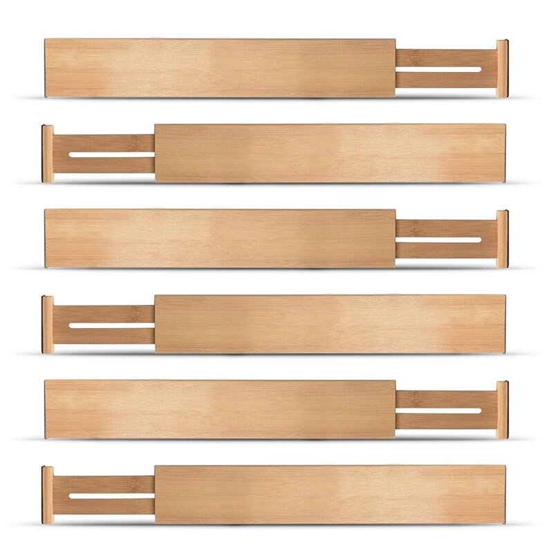 Verstelbare, uitbreidbare verdelers, ladeverdelers van bamboe, lade-organizers van natuurlijk bamboe, het beste voor keuken, dressoir, slaapkamer: Default Title
