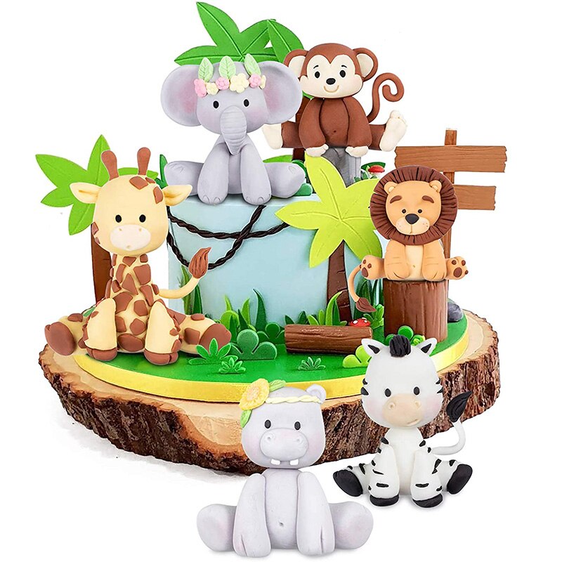 Animali della giungla stampo in silicone elefante scimmia giraffa mucca leone caramelle stampi per fondente al cioccolato strumenti per decorare la torta di compleanno del bambino