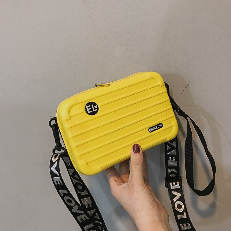 Women Handbag Mini Box Bag Small Square Versatile Letter Stripe Shoulder Box Bag Cool Ladies Street Outdoor Travel Bag: Yellow