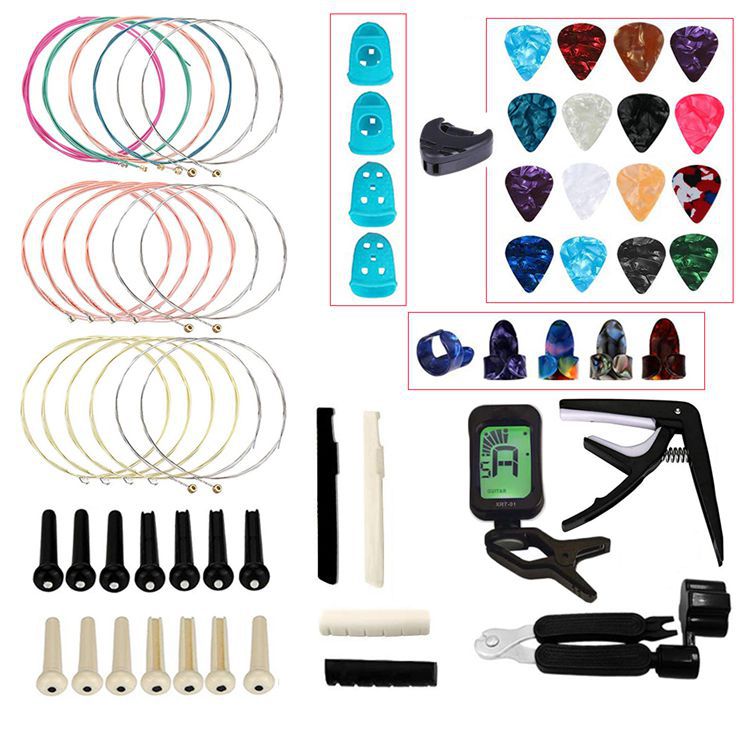 Guitar Accessories Set Guitar Capo/Tuner/Picks/Guitar Pure Copper Strings 1-6 Guitar repair tools for Electric Guitar Parts GYH: A