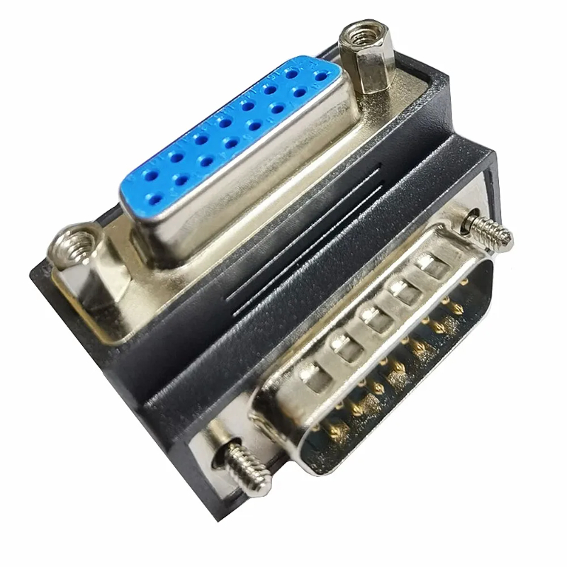 Db15 adaptador Vga15 P de 90 grados, conector recubierto de níquel D Sub15, ángulo recto, macho a hembra, Vga, adaptador de 15 Pines, convertidor de acoplador: Naranja