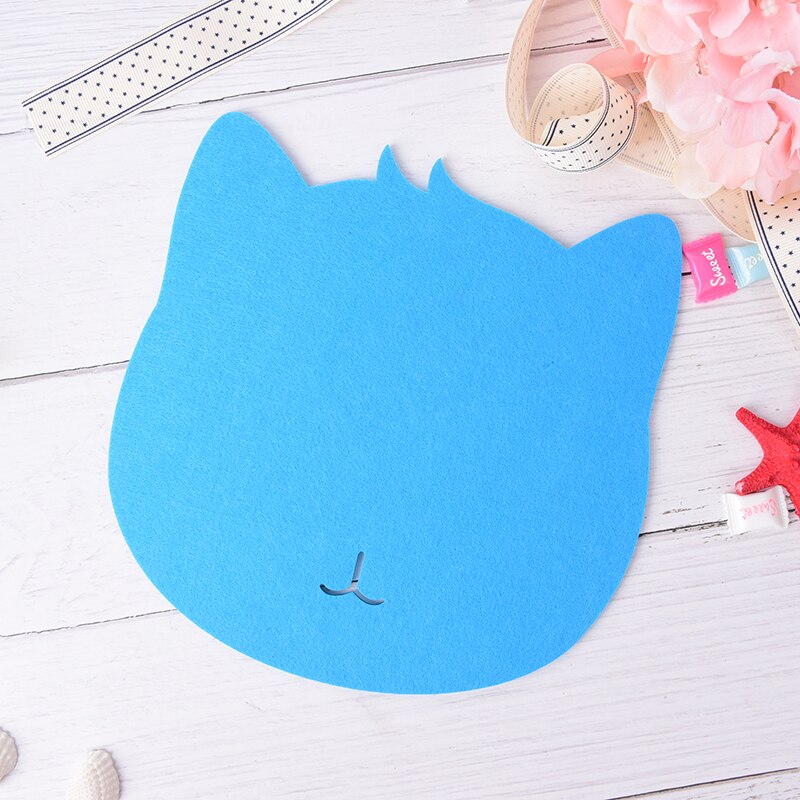 Optical Trackball PC Thicken Mouse Pad Felt Cloth 220*220*3mm Universal Cute Cat MousePad Mat for Laptop Computer Tablet PC: Blue