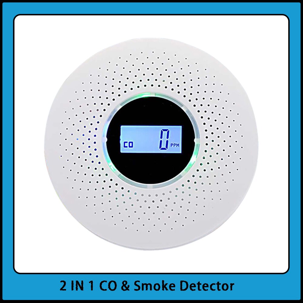 2 In 1 Rook Koolmonoxide Co Gaslek Sensor Detector Anti-Fire Alarmsysteem Voor Thuis Met Voice promp Led Display Indicator