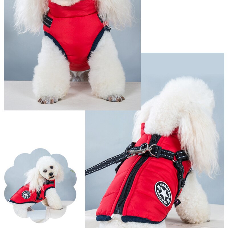 3Size Pet Dog Jacket With Harness Winter Warm Dog Clothes For Labrador Waterproof Big Dog Coat Chihuahua French Bulldog Outfits
