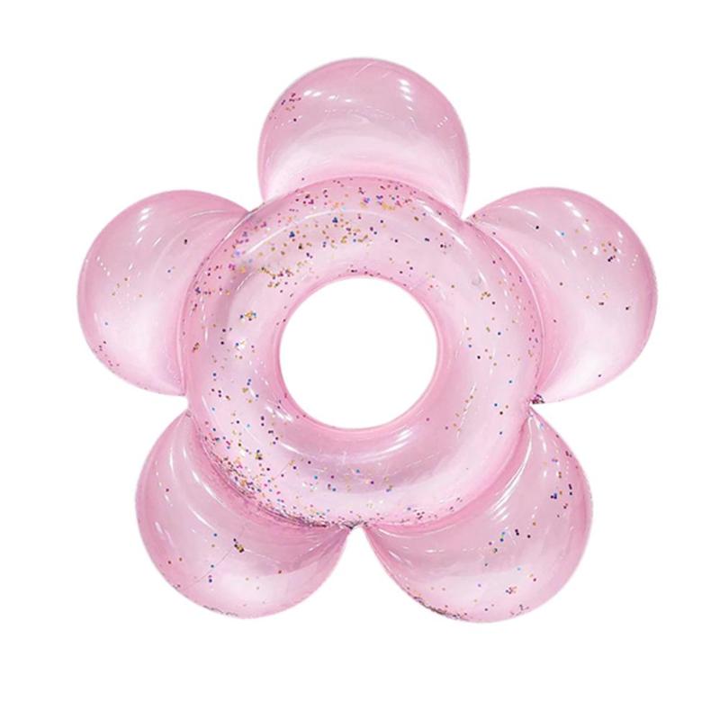 Inflatable Swimming Ring Flower-shaped Sequins Water Fun Pool Seat Float Swim Trainer Toy
