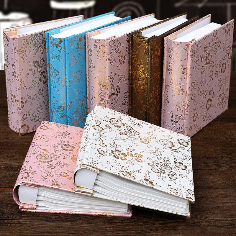 6 zoll Fotoalbum Leder Blumen- Lagerung Kasten 100 Blätter EinfüGen Seite Album Liebhaber freundlicher Buch Speicher Hochzeit DIY foto
