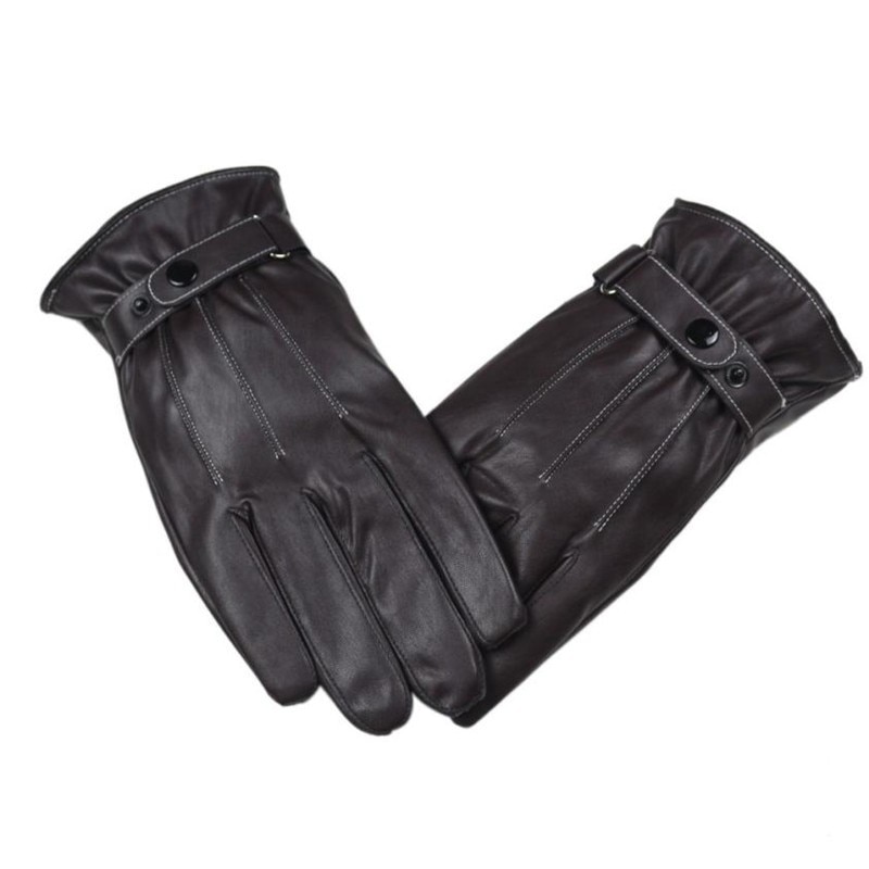 Mens Luxe Pu Lederen Winter Super Rijden Warme Handschoenen Kasjmier Motorhandschoenen Fietsen Volledige Vinger Handschoenen # YL5
