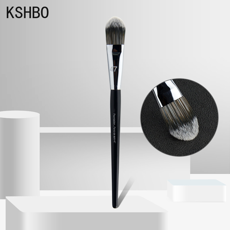 KSHBO-brocha para Base de maquillaje para mujer, 47 cabezales de escoba, brochas de reparación de sombra de Base líquida, herramientas profesionales de belleza: Gris claro