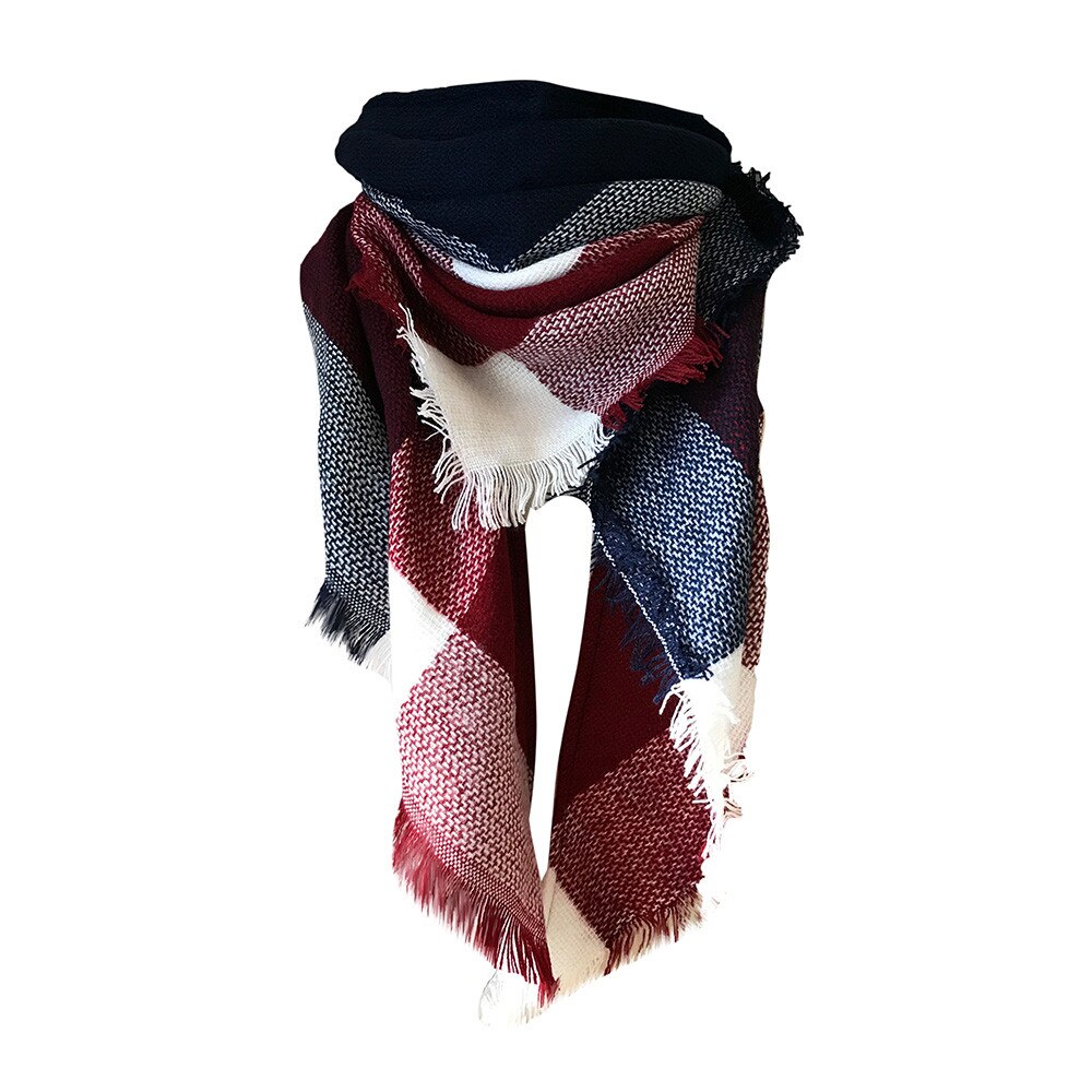 & Plaid Blanket Scarf Women Big Square Long Scarves Warm Tartan Checked Shaw Classic Tassel Plaid Scarf Winter Neck Warmer