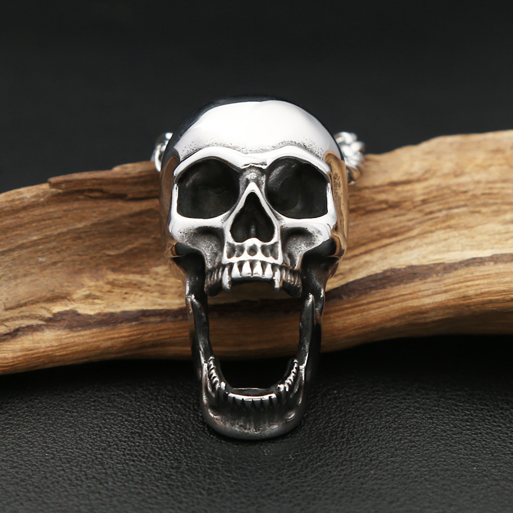 Gothic Vintage Rvs Schedel Hanger Ketting Voor Mannen Vrouwen Punk Schedel Flesopener Ketting Biker Sieraden Accessoires
