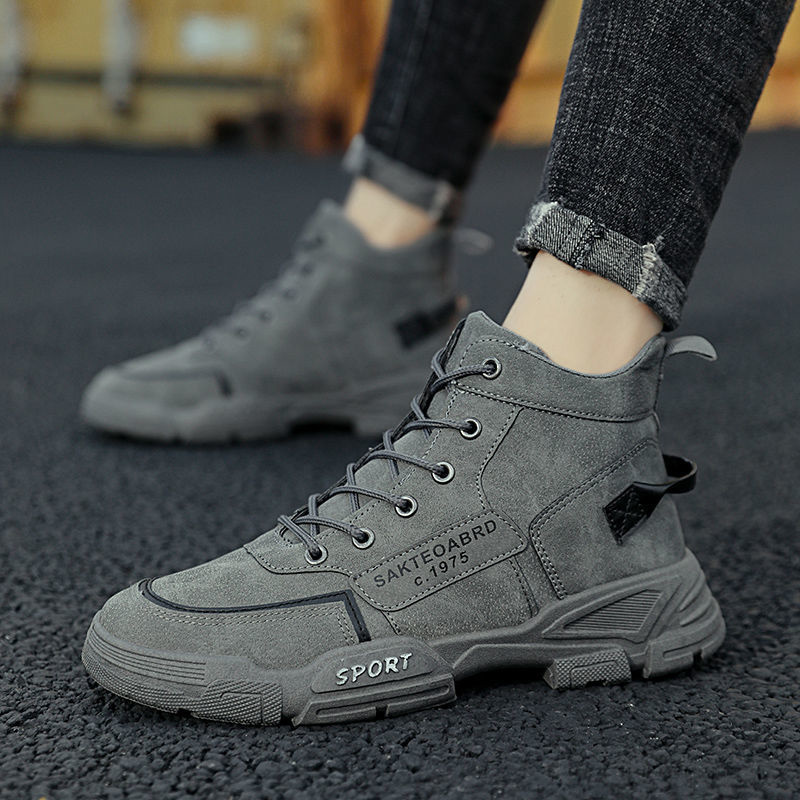 Men Leather Boots Male Spring Casual Motorcycle Ankle Botas Hombre Men Lace-up Basic Boots Man Men Boots