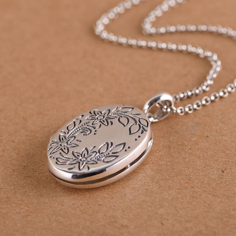 S925 Sterling Zilveren Vintage Foto Clip Hanger Vrouwen Thaise Zilveren Ovale Gesneden Ketting Hanger Vrouwen Style Hanger