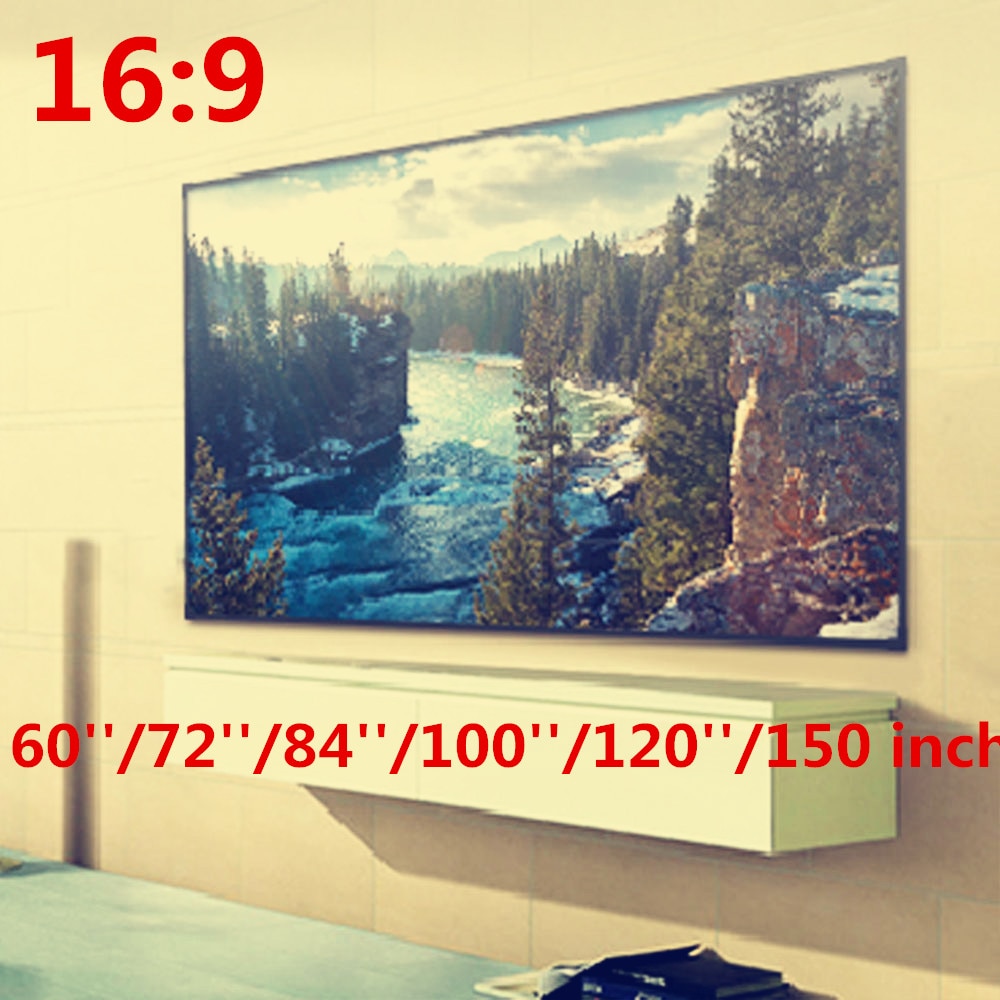 Pliable 16:9 projecteur 60 72 84 100 120 150 pouces blanc écran de Projection bordure projecteur écran TV home audio-visuel écran