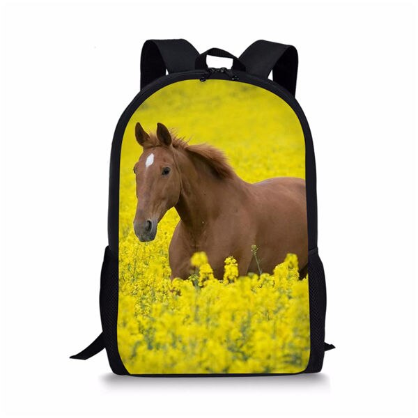 Kids Backpack Flower Horse Prints Pattern Children&#39;s School Bags Cute Toddler Book Bags Women&#39;s Travel Backpack: CDWX3676C
