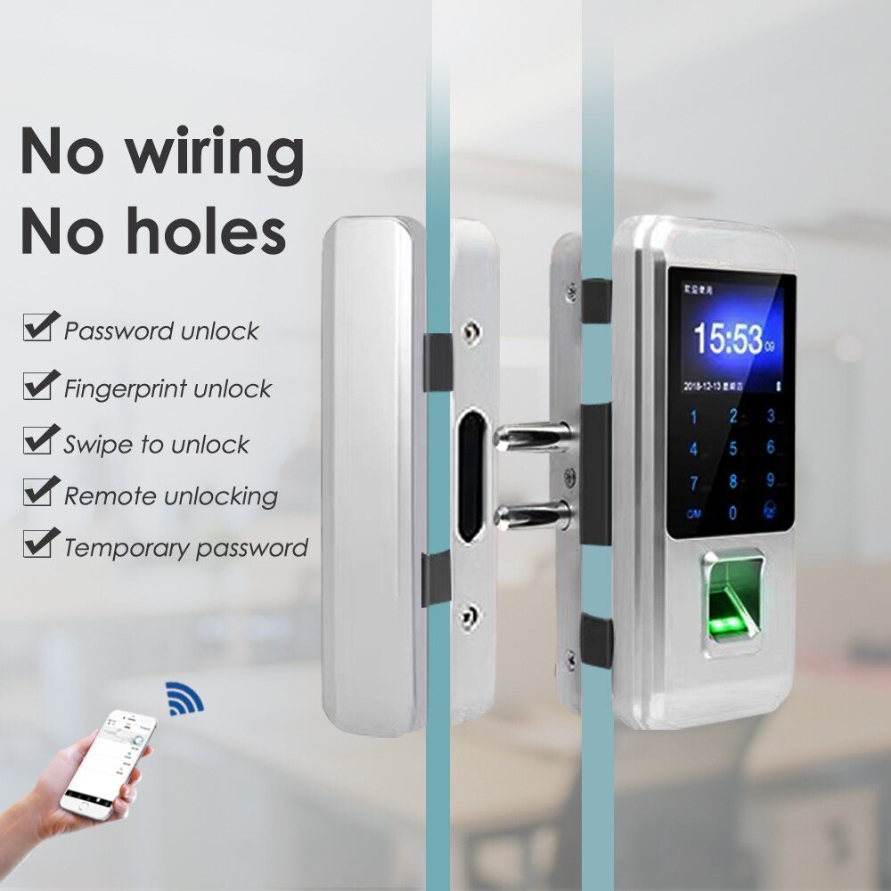 Fingerprint electronic door lock Office single/double door password lock fingerprint touch lock access control system