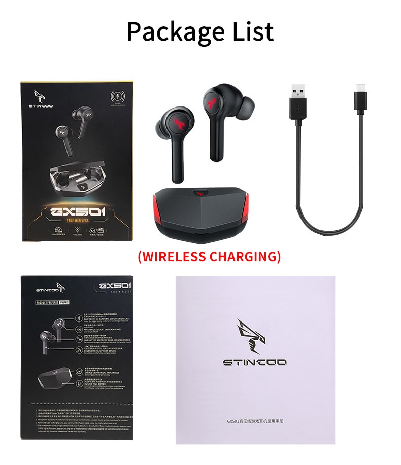 SOMIC TWS Earbuds True Wireless Bluetooth 5.0 Sports Stereophon Handsfree Mini Earbud With Charging Case In-Ear Earphone GX501: Red Wireless Charge