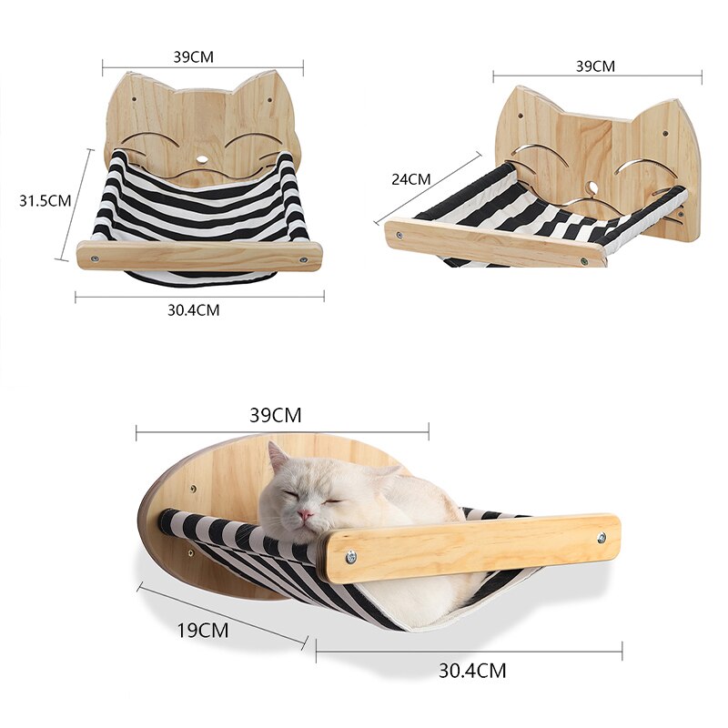 Pine DIY cat climbing frame cat wall hanging scratch column cat hammock staircase room cat toy