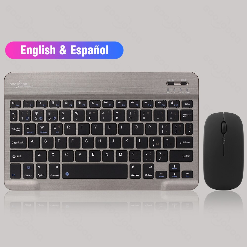 GOOJODOQ Bluetooth Keyboard For iPad Tablet Smartphone Wireless Keyboard And Mouse For Xiaomi Samsung Huawei Teclado Sem Fio: ES-Gray