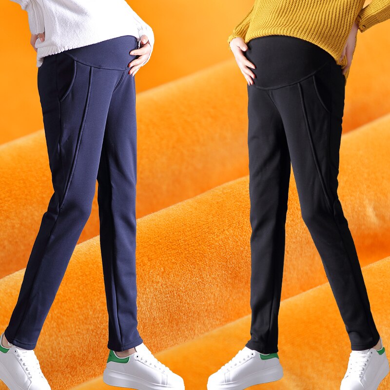 Winter Maternity Trousers Elastic Warm Thicken Pants For Pregnant Women Pregnancy Clothes Slim Autumn Maternity Sports Trousers