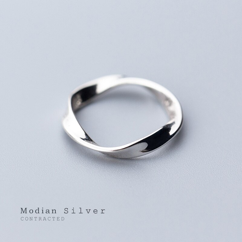 Modian Minimalist Spin Wave Rings for Women 925 Sterling Silver Simple Geometric Ring Fine Jewelry