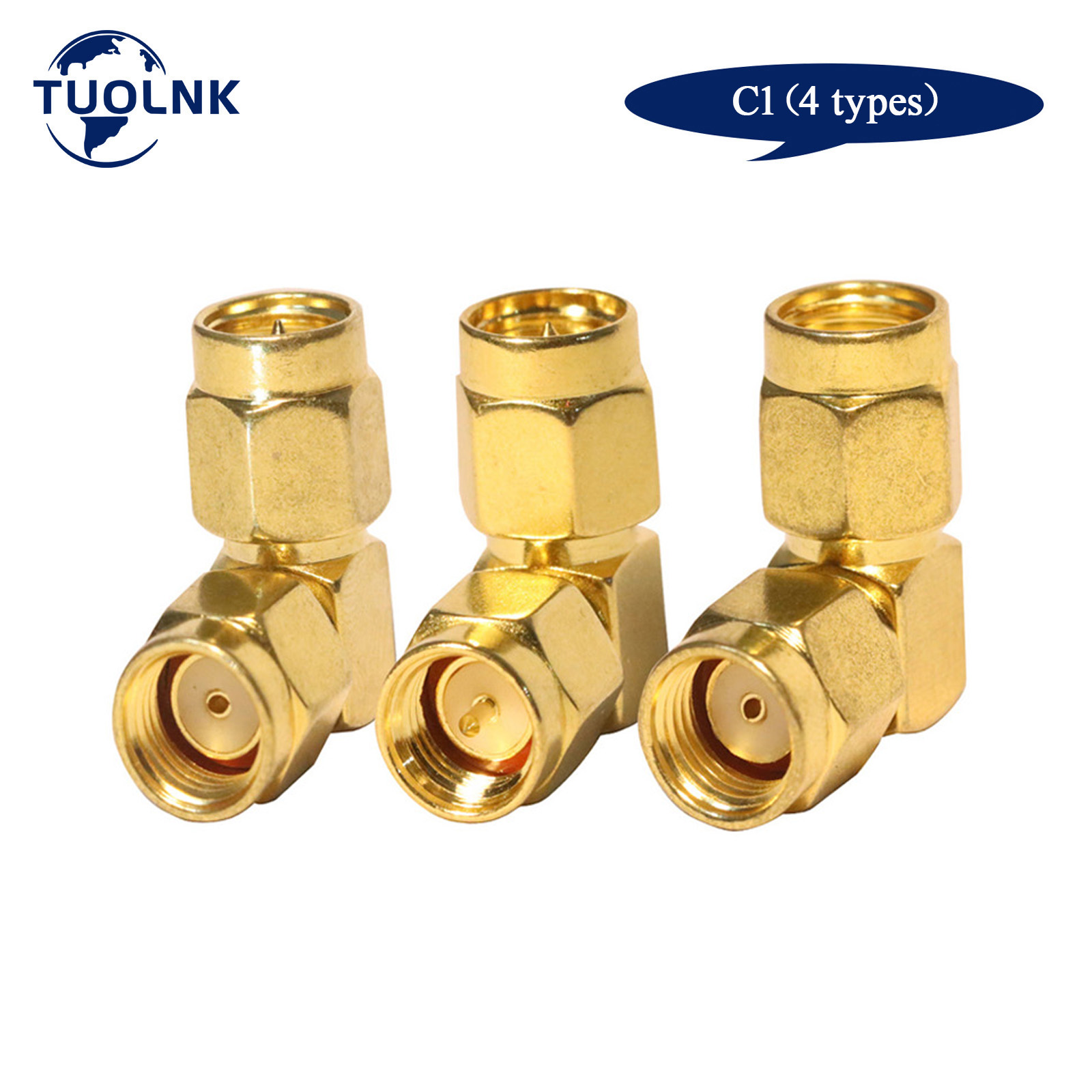 Kit de conector SMA, convertidor de codo SMA, adaptador Coaxial de 90 grados, antena de ángulo recto macho a macho, 3 tipos/lote, 2 unidades por lote: Gris oscuro