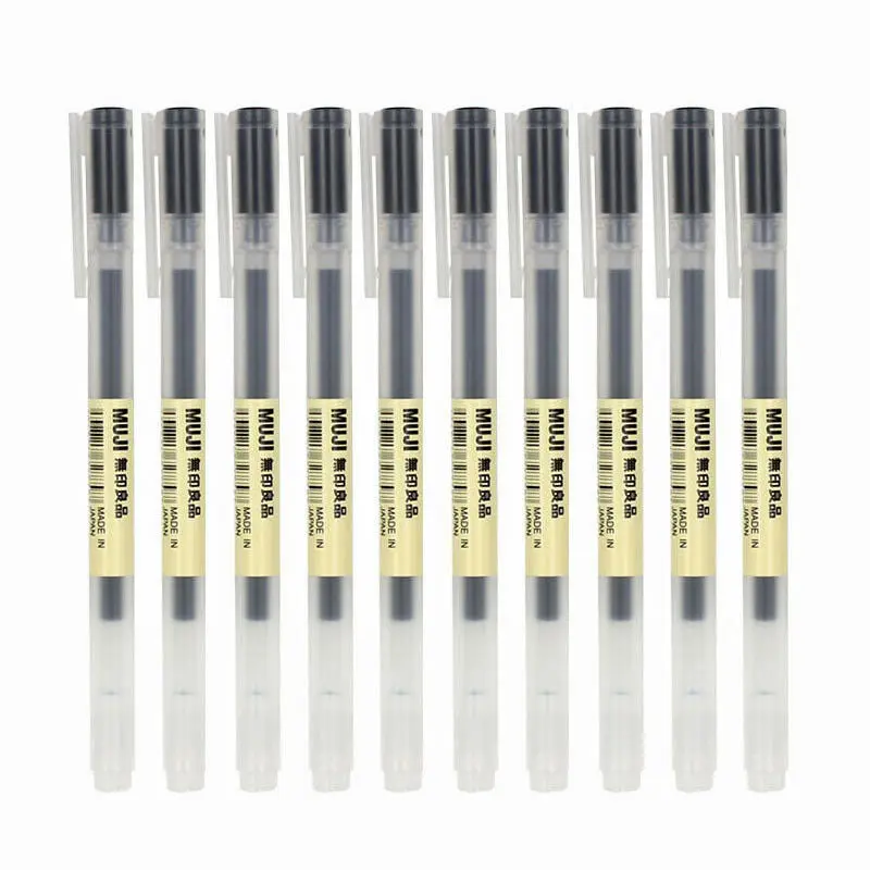 Set van 10/5 muji gelpennen met 0.38/0.5mm inktkleuren, balpennen in japanse stijl, zwart/blauw/rood, voor school, kantoor, examens en handtekeningen.: Geel / Zwart