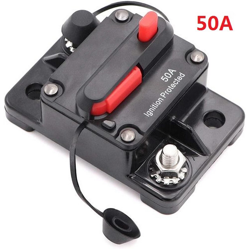 Automotive marineafbryder med manuel nulstilling overflademontering til trolling båd motor batteri termisk 12v-48v dc vandtæt: 50a