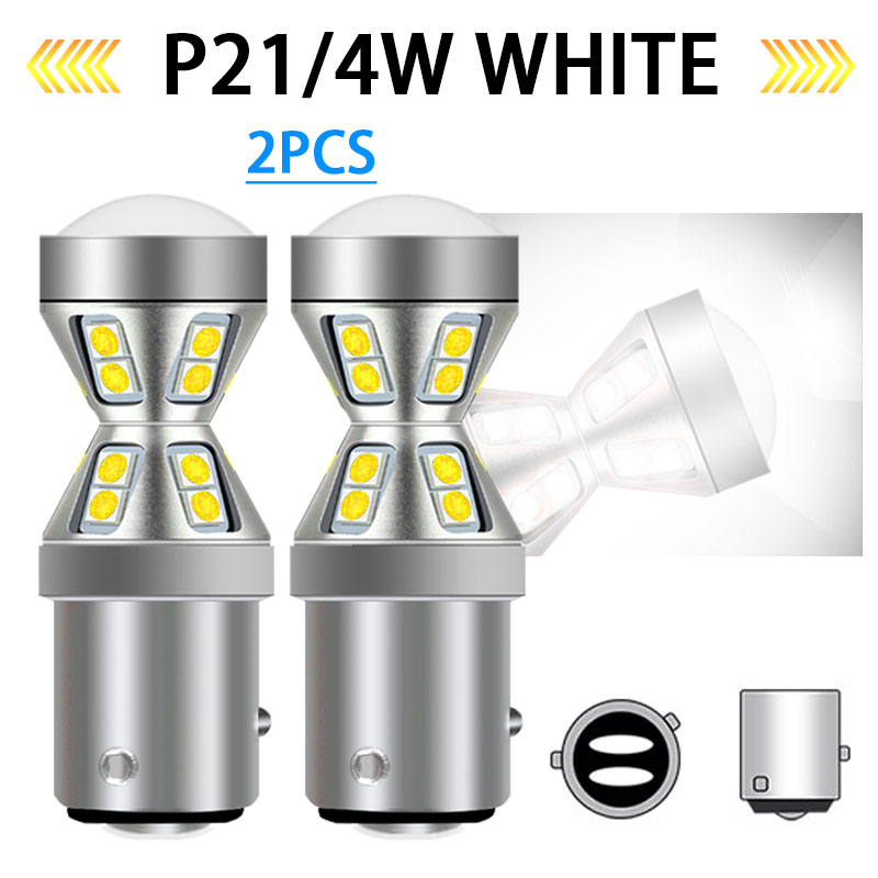 2PCS 1157 BAZ15D P21/4W Canbus Error Free LED Bulbs Super Bright Car Stop Lights Red White Brake Lights Reverse Lamps DRL DC 12V: WHITE