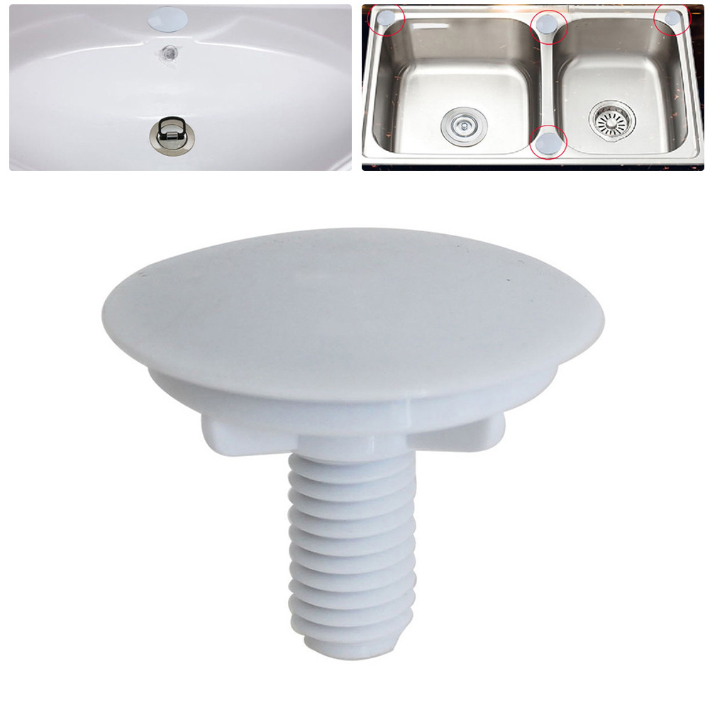 Bouchon d'évier de cuisine et de salle de bains, pour trous de débordement de 6 35mm, 1 pièce, outil 1 pièce 49mm, accessoire en plastique ABS blanc