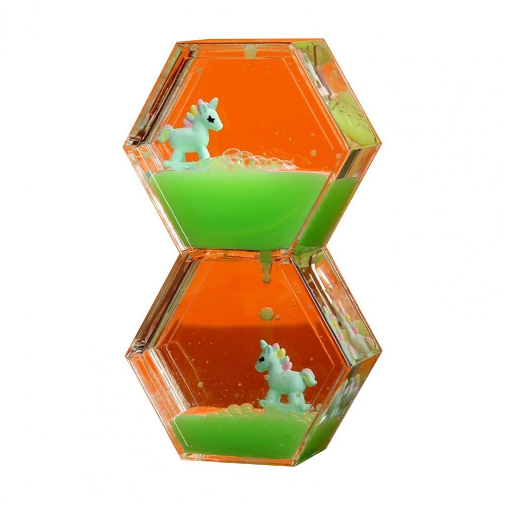 Liquid Timer Fancy Small Desktop Liquid Hourglass Timer Transparent Frame Oil Hourglass: Green
