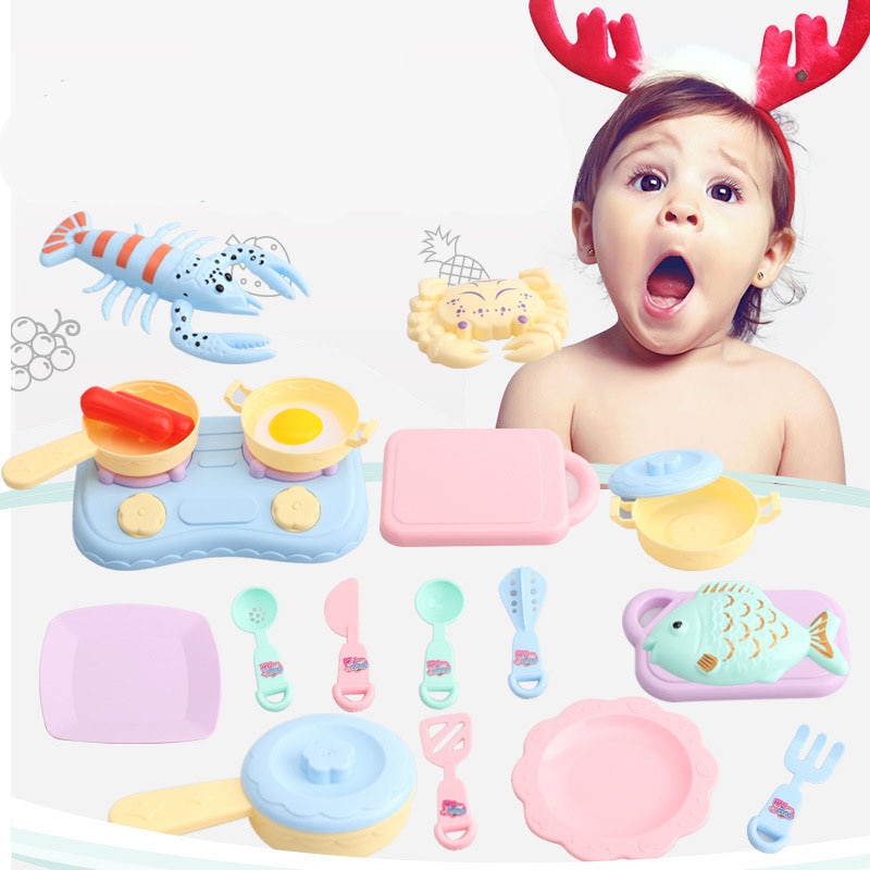 20pcs Kids Pretend Toy Mini Kitchen Seafood Simulation Pretent Role Play House For Children Girl Boy Toy