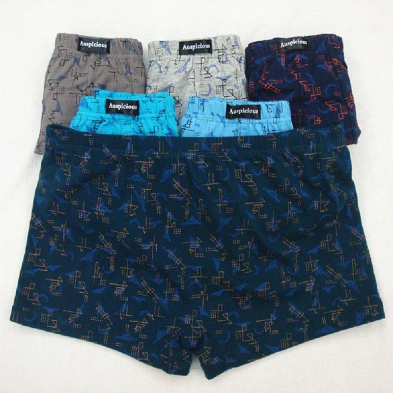4PCS/Lot 6XL 5XL 4XL Men's Underwear Cotton Boxer Underpants Mid Waist Printed Boys Shorts Young Middleaged Fatty Large Size