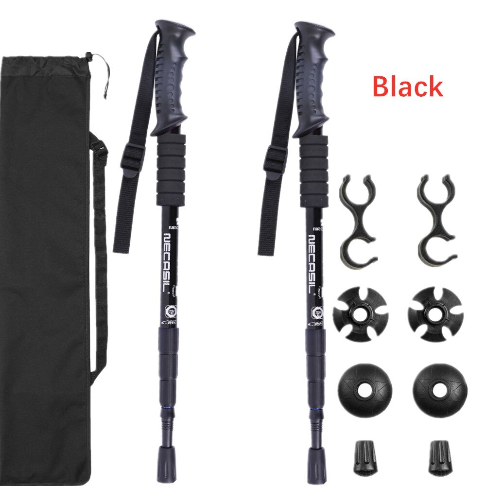 Nordic Telescopische Stok Baton Wandelen Accessoires Gear Sticks Riet Klimmen Trekking Wandelen Polen Inklapbare Intrekbare Canes: Black