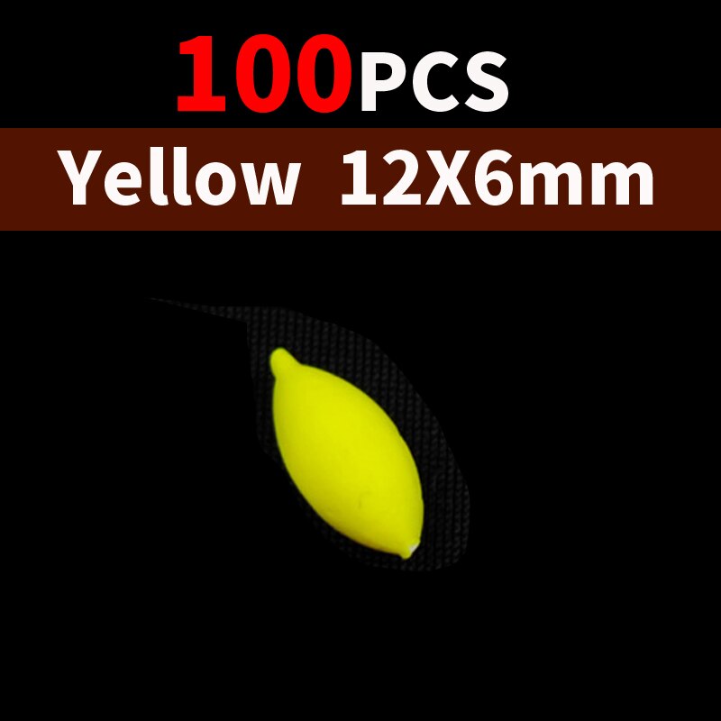 [100PCS/lot] Seven-star Oval mini fishing float bobber rig making fishing floating beans beads fishing accessories no stopper: Yellow 12X6mm