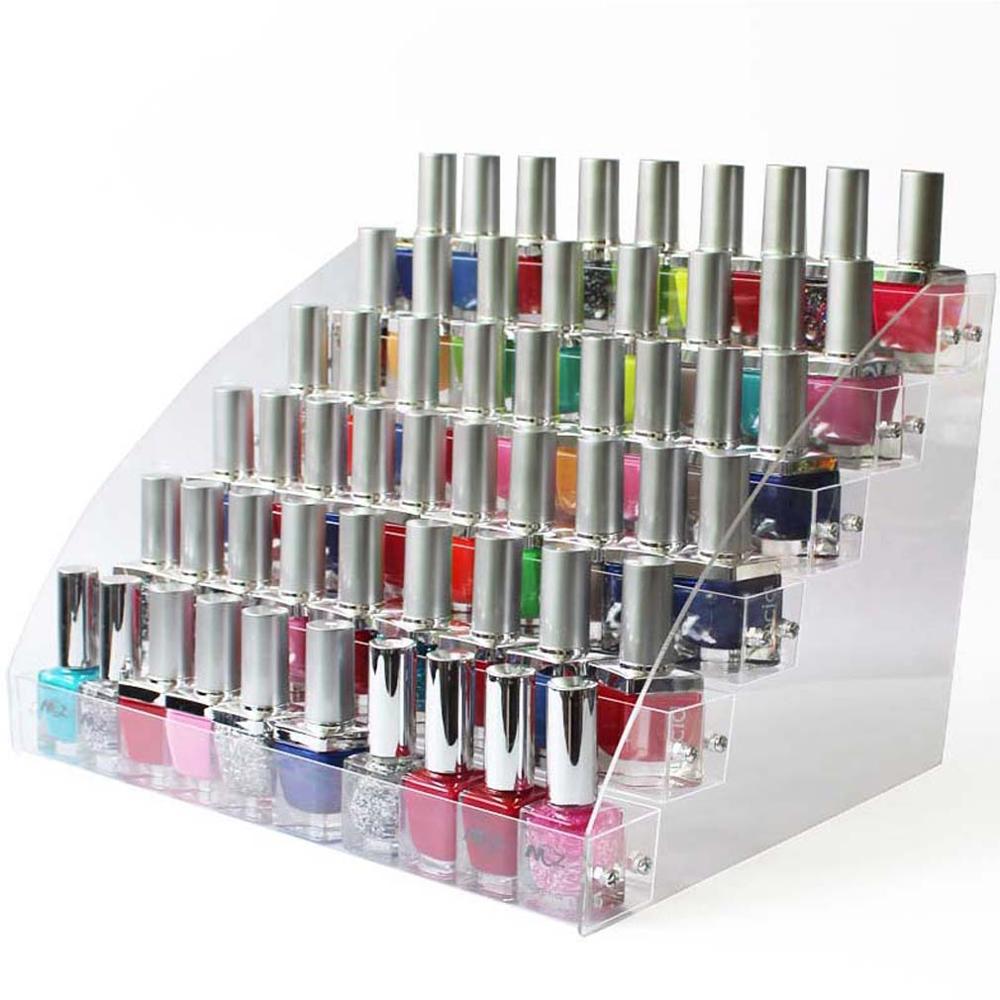 Estante de almacenamiento para esmalte de uñas, organizador de pintalabios acrílico transparente de 2/3/4/5/6/7 niveles, soporte para tienda de manicura