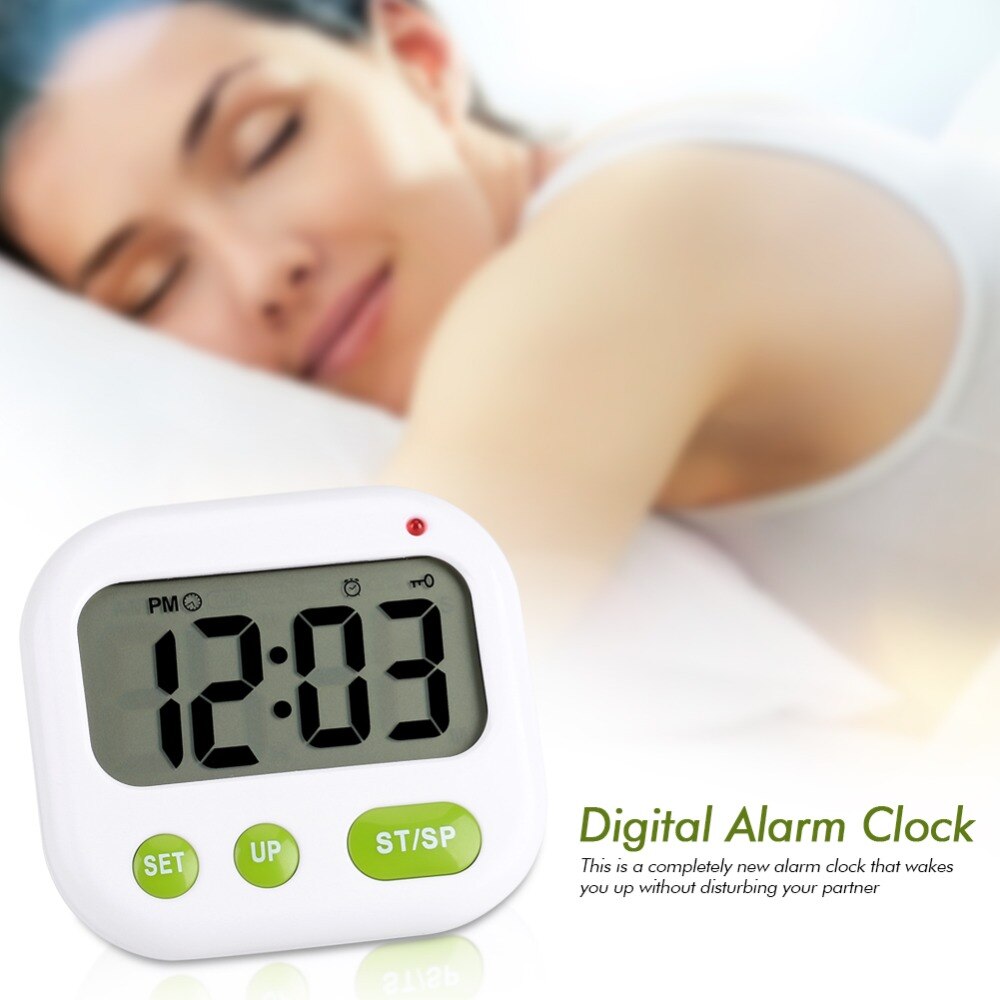 12 / 24H Music/Vibration Digital LCD Alarm Clock Electronic Kitchen Timer with Backlight