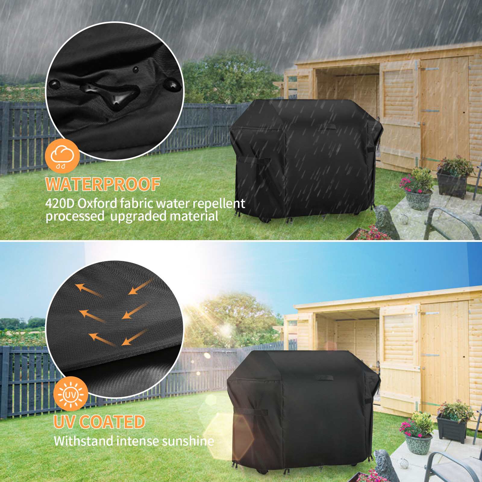 KING DO WAY – housse de protection pour Barbecue d&#39;extérieur, étanche à la poussière, robuste, rond, 420D
