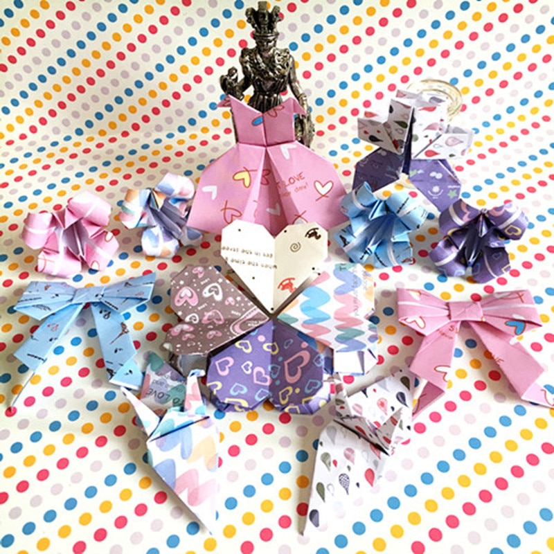 100pcs 8.4cm Small Floral Origami Paper Love Pony Tower Scrapbooking Paper Fresh And Lovely Folding Origami Paper Crafts Love