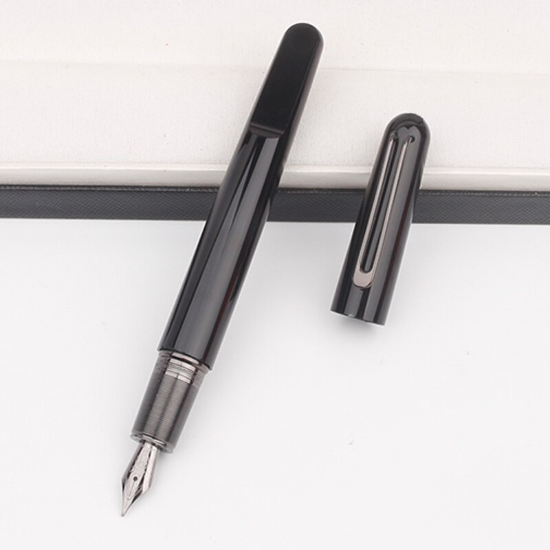 Stylo à bille de luxe MB M rouge en résine précieuse, Gel d'encre noire, recharge sans capuchon, meilleurs stylos à plume avec fermeture à capuchon magnétique: Black-Fountain