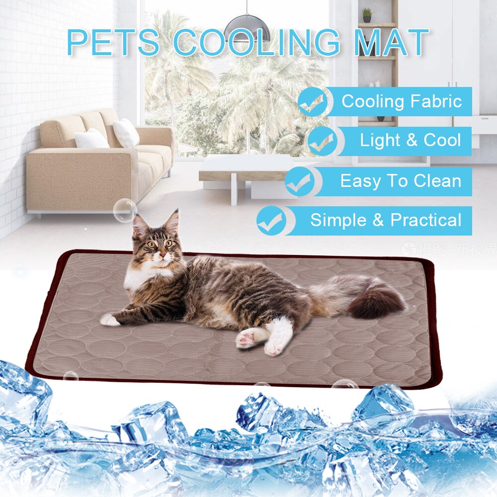 Almohadilla para mascotas alfombra refrescante para verano, camas para perros, esterillas para café, mascotas, almohadilla para hielo, fresco frío de seda, colchón térmico a prueba de humedad, cojín para cachorros