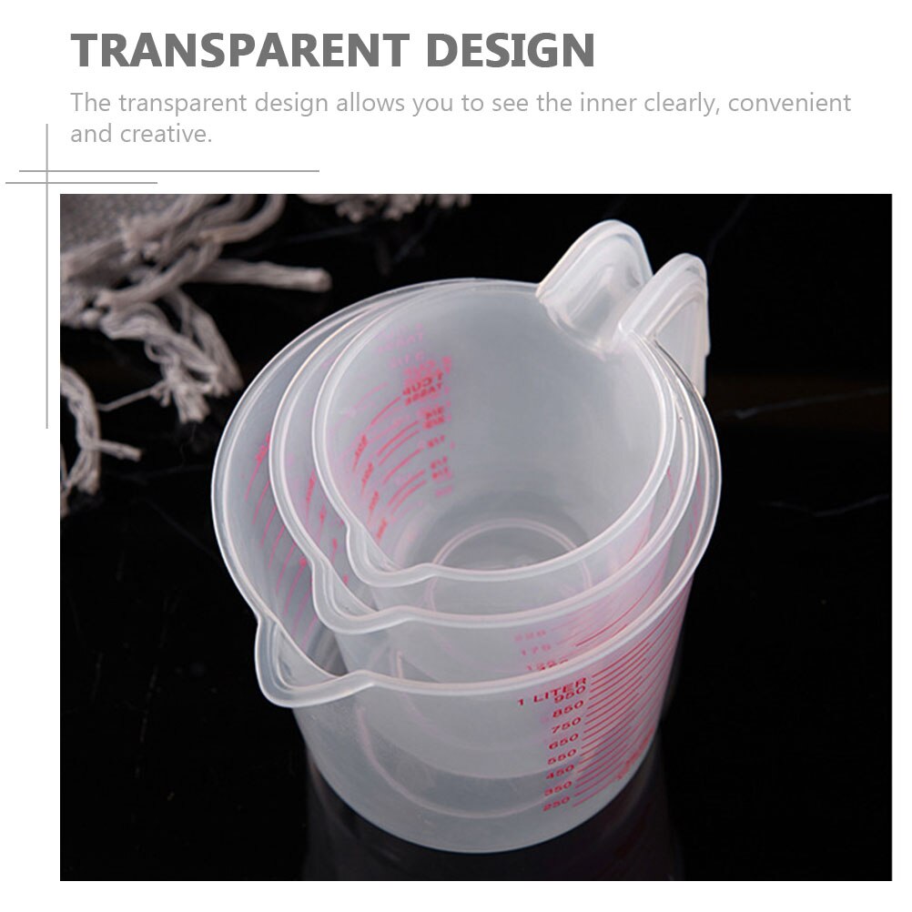 3 Pcs Transparent Measuring Cup Baking Measuring Cup Plastic Liquid Measuring Cup