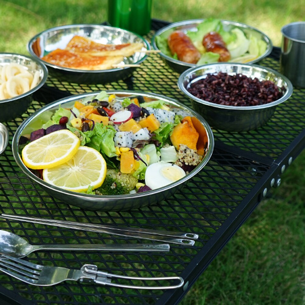 17 stücke Außen Geschirr Camping Edelstahl Platte Schüssel Lebensmittel Behälter mit Lagerung Tasche für Camping BBQ Picknick Geschirr