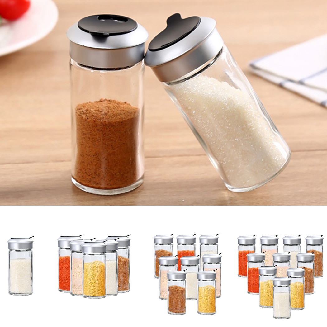 Transparant Glas Keuken Gadgets Peper Spice Shaker Kruidkruik Roterende Cover Kruiden Kan Zout Suiker Fles