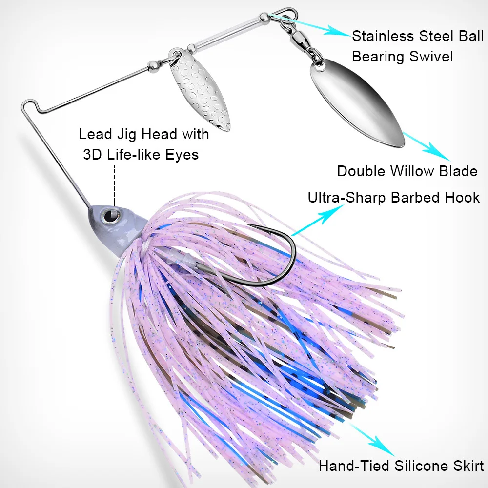 1pc 10g 14g buzzbait isca de pesca lantejoulas isca giratória fio isca weedless spinnerbait wobbler para baixo pique walleye peixe