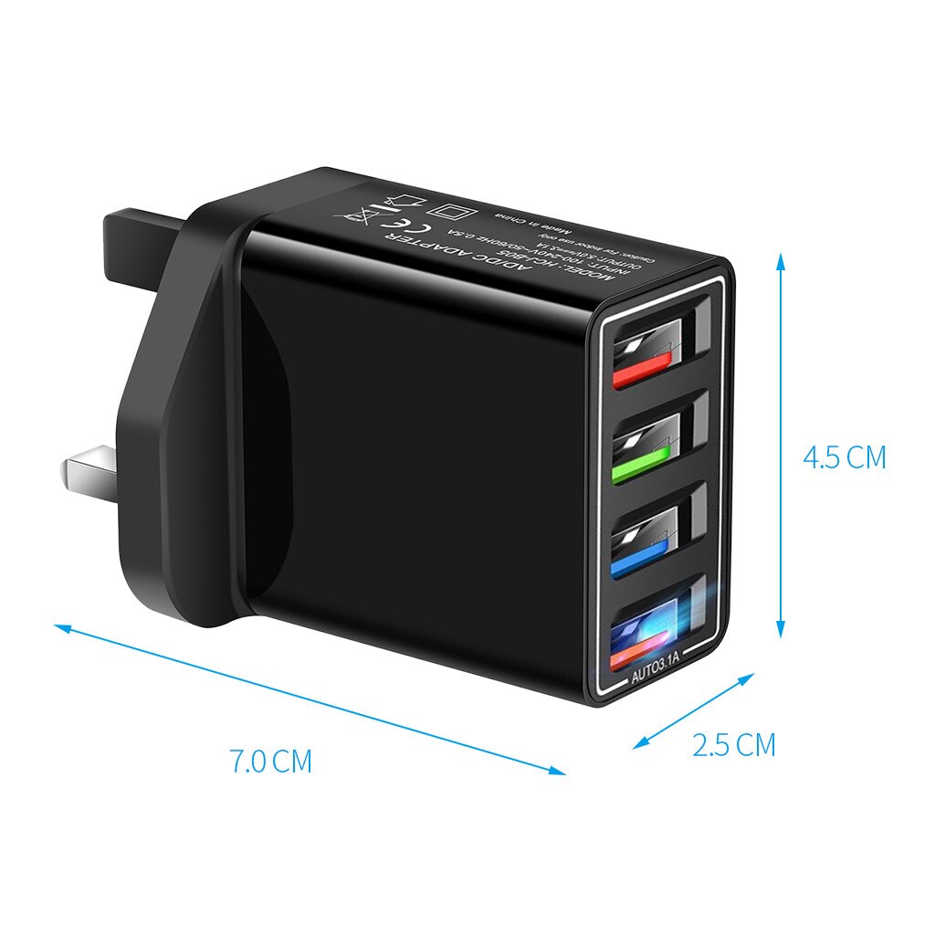 Top 4 Port Schnelle Quick Charge QC 3,0 USB Hub Ladegerät 3,1 A Power Adapter UK Stecker Unterstützung und