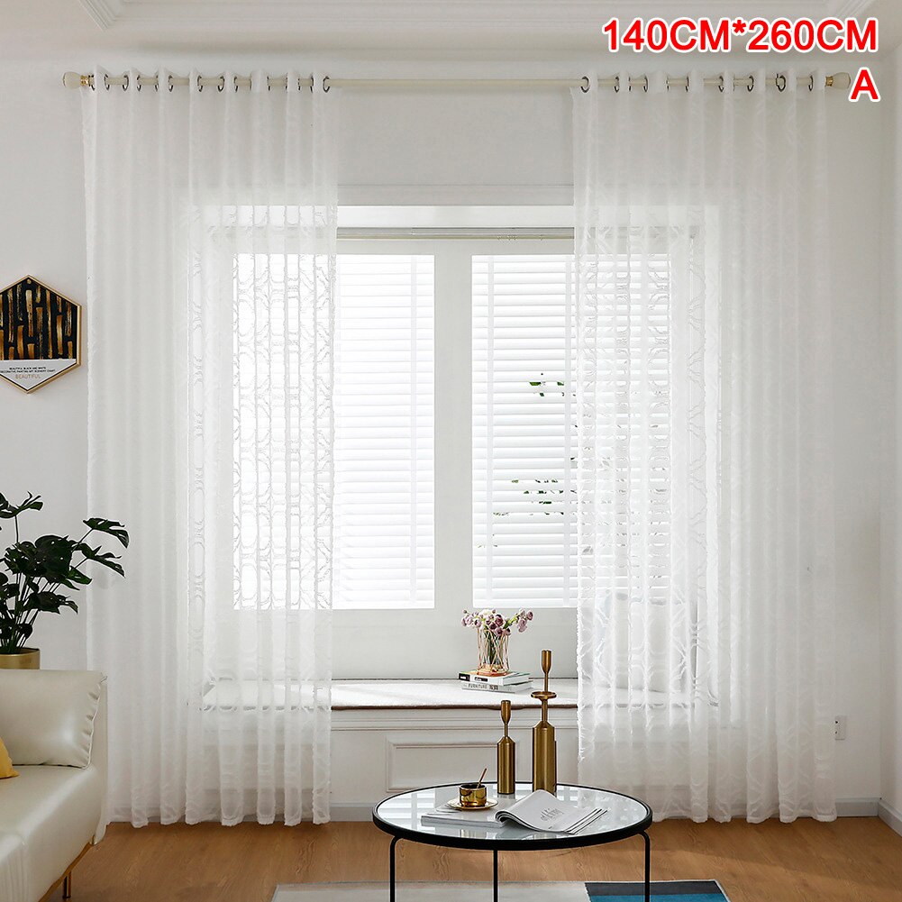 Window Curtain Home Window Decoration White Window Screening Door Curtains Home Room Accessories: 140cmx260cm A
