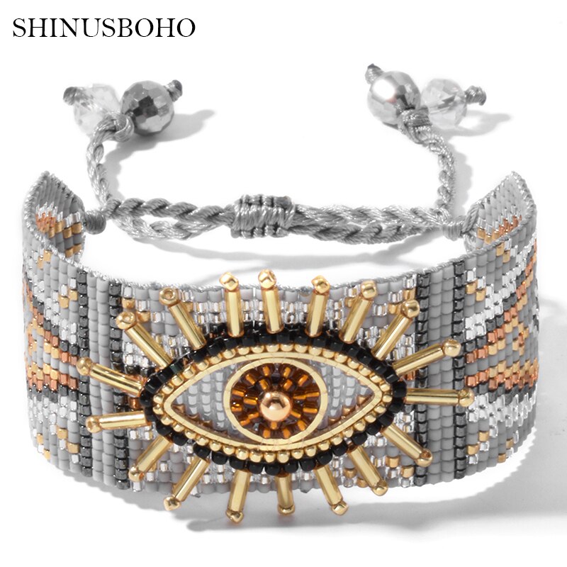 SHINUS BOHO2020 Donna la moda Monili dell'occhio diabolico Del Braccialetto MIYUKI di LUSSO Pulseeras Mujer Moda Unico Dei Monili Del Braccialetto Tessuti A Mano: MC-B0078C