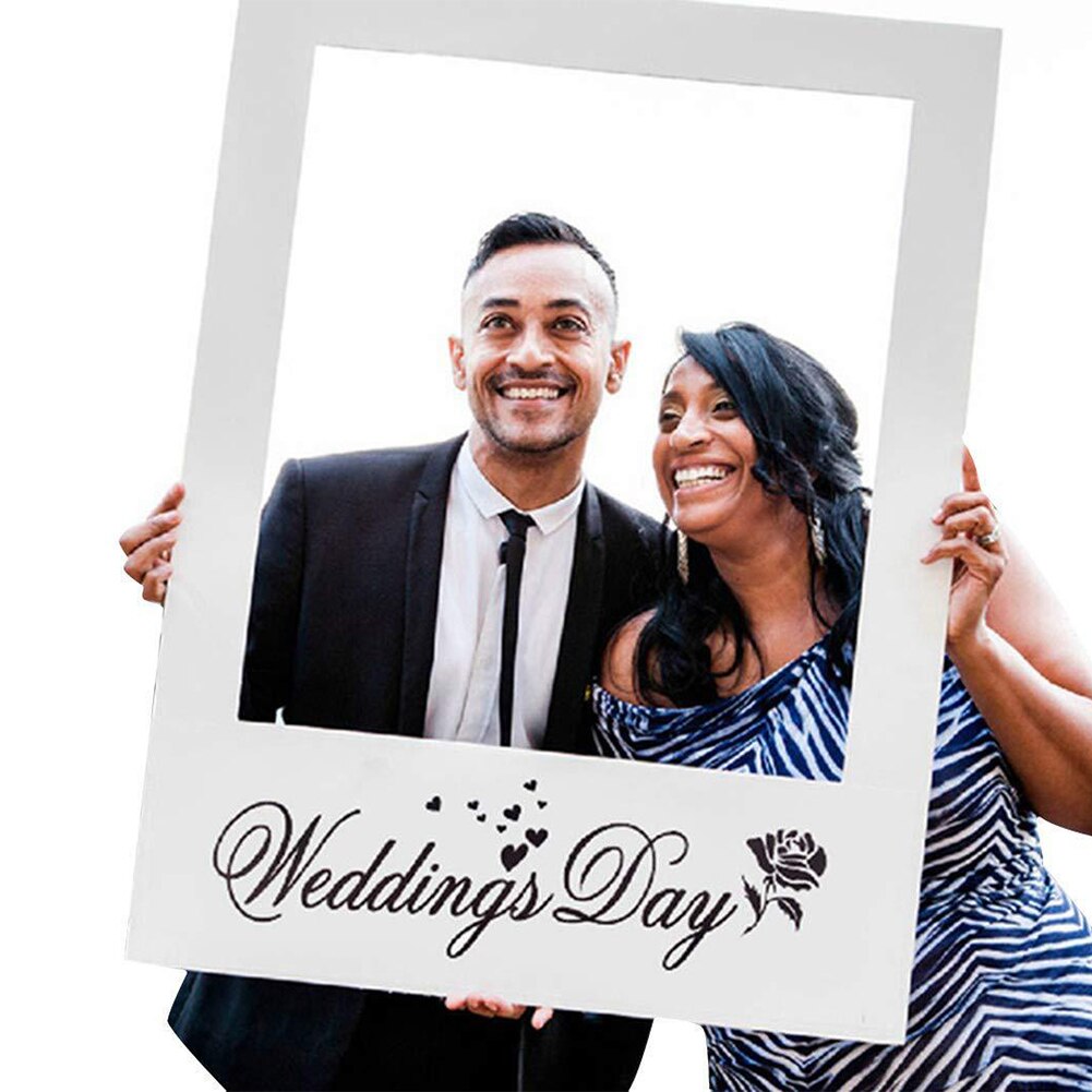 Party Selfie Photo Booth Props White Birthday Easy Use Photo Booth Props DIY Decoration Lovely Wedding Day Anniversary Blank