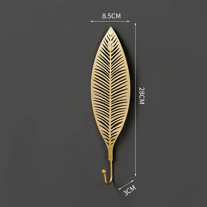 Ganchos de Metal con forma de hoja dorada, colgador de pared, estante de almacenamiento colgante para toallas, ropa, decoración del hogar y el baño, organizador, ganchos de pared, 1 ud.: Gris oscuro